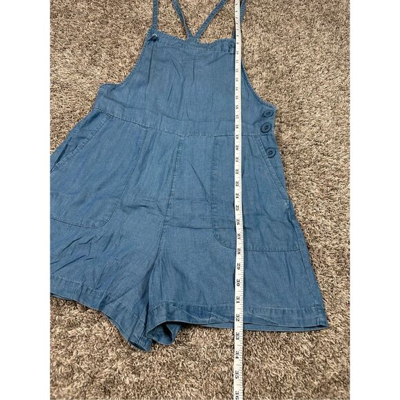 NWT Modcloth Utility Shortall Chambray Light Blue Denim Romper Overall Lyocell 6 - Picture 8 of 12